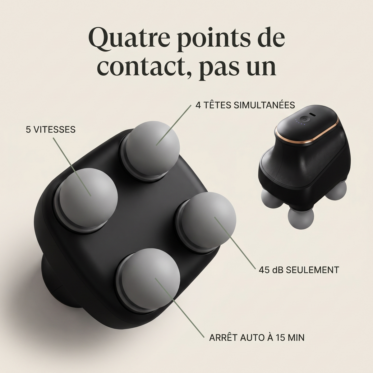 Cadence — Masseur percussif 4 têtes silencieux